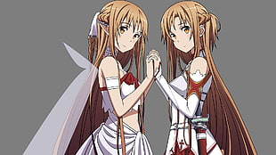 two girls with brown hair holding hands