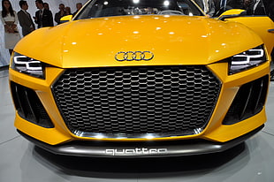yellow Audi car, Audi, car