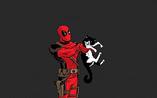 Deadpool holding black cat 3D wallpaper