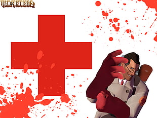 Team Fortress 2 game screenshot, video games, Team Fortress 2, Medic, blood HD wallpaper