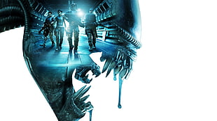 Alien poster, Alien: Isolation, Aliens (movie), space marines, Xenomorph