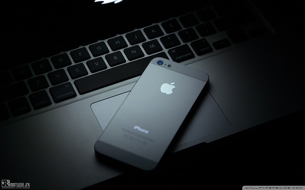 white and black laptop computer, iPhone, MacBook, Apple Inc., technology HD wallpaper