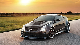 black Cadillac ATS coupe, Cadillac, Cadillac CTS-V, car, black cars