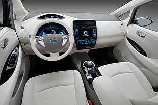 gray and white car interior view