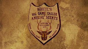 brown wooden big game caller animal scents banner HD wallpaper