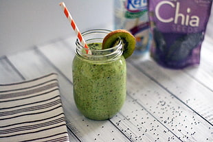 green fruit shake container