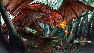 Monster Hunter digital wallpaper, Monster Hunter, Rathalos