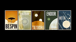 Bespin, Dagobah, Tatooine, Endor, Hoth collage artwork, Star Wars