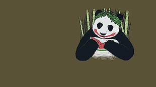 Panda eating watermelon illustration HD wallpaper
