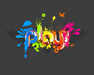 Play text illustration HD wallpaper
