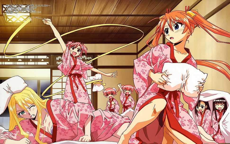 women wearing bathrobe inside room anime character digital wallpaper HD wallpaper