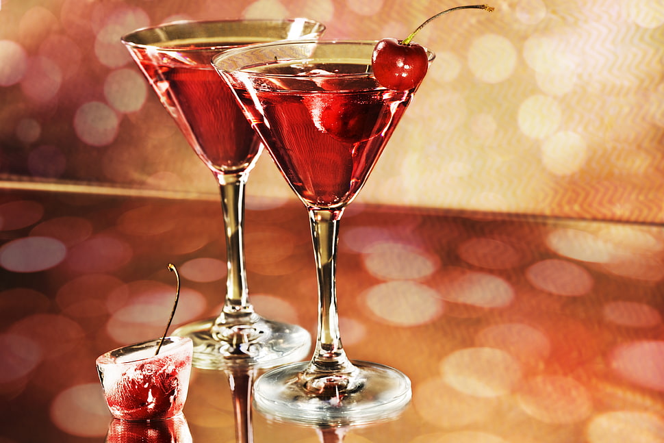 two filled martini glasses HD wallpaper