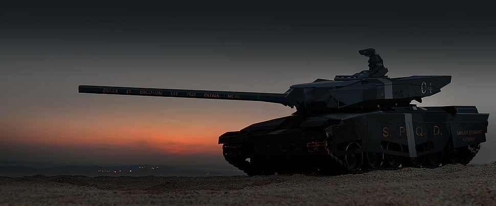 silhouette of battle tank, futuristic, tank, Dulce  Et Decorum Est Pro Patria Mori HD wallpaper