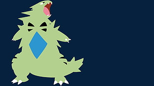 green and blue Pokemon character illustration, Pokémon, Tyranitar, Pokemon Second Generation, minimalism