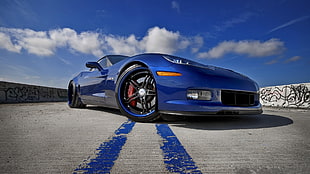 blue coupe, Chevrolet Corvette, car