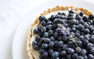 blueberries on pie