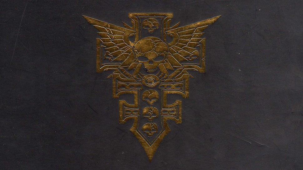 brown skull with wings logo, Warhammer 40,000 HD wallpaper