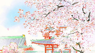 cherry blossom tree illustration, The Tale of Princess Kaguya, princess, Kaguya, animated movies HD wallpaper