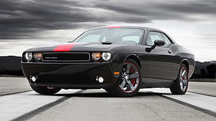 black Dodge Challenger coupe, car, Dodge Challenger, Dodge, black cars