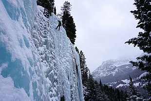 ice cliff, ice, climbing, sport 