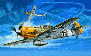 World War II fighter plane illustration, World War II, Messerschmitt, Messerschmitt Bf-109, Luftwaffe HD wallpaper
