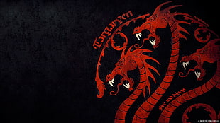 House of Targaryen sigil, Game of Thrones, House Targaryen, fire and blood, dragon