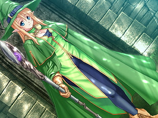 brown haired female character holding wand
