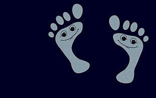 white footprint with faces clip art