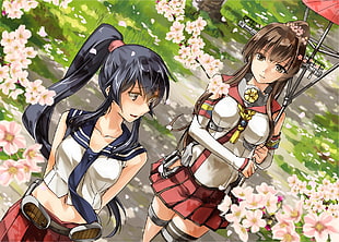two female anime characters wallpaper, anime, Yamato (KanColle) HD wallpaper