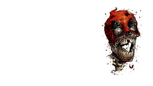 illustration of skull with red mask HD wallpaper