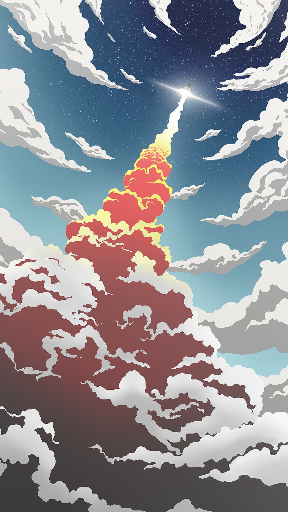 rocket, clouds, portrait display HD wallpaper