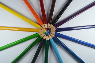 assorted coloring pencils in close-up photography HD wallpaper