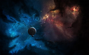 black sky conquering planet digital wallpaper HD wallpaper