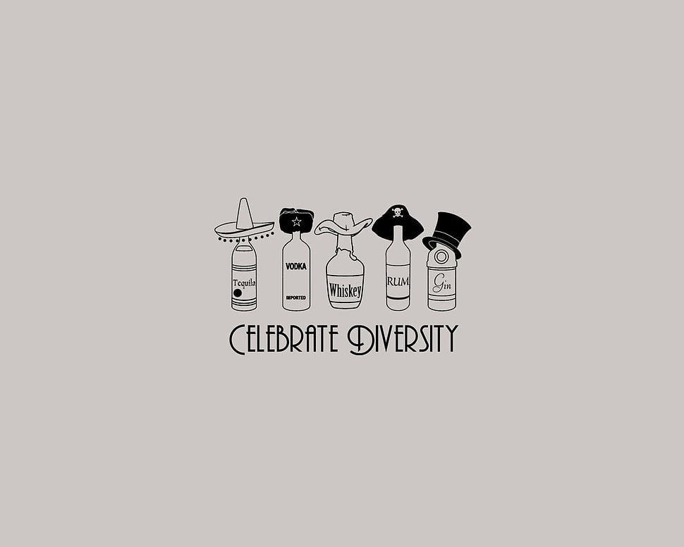 bottles illustration with text overlay, quote HD wallpaper
