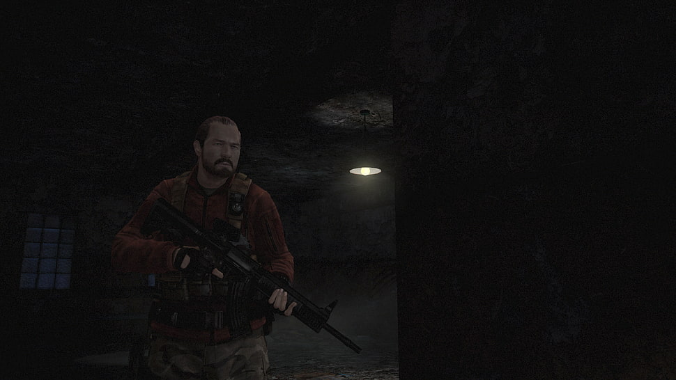 man holding rifle HD wallpaper, Resident Evil 2, Resident Evil HD wallpaper