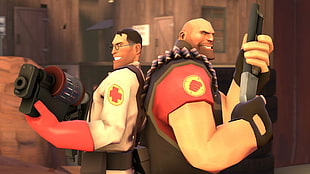 Fortnite battle royale screenshot, Team Fortress 2, Heavy (charater), Medic HD wallpaper