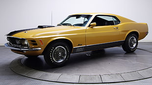 classic yellow car, car, Ford Mustang, Ford Mustang Mach 1