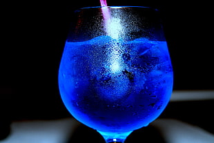 blue and white LED light, drinking glass, liquid