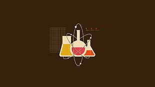 science flasks illustration, minimalism, science, chemistry, scientists