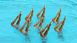 synchronized swimming, legs, swimming pool