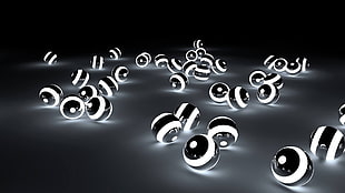 round black-and-white ball with lights, Illuminati, lights