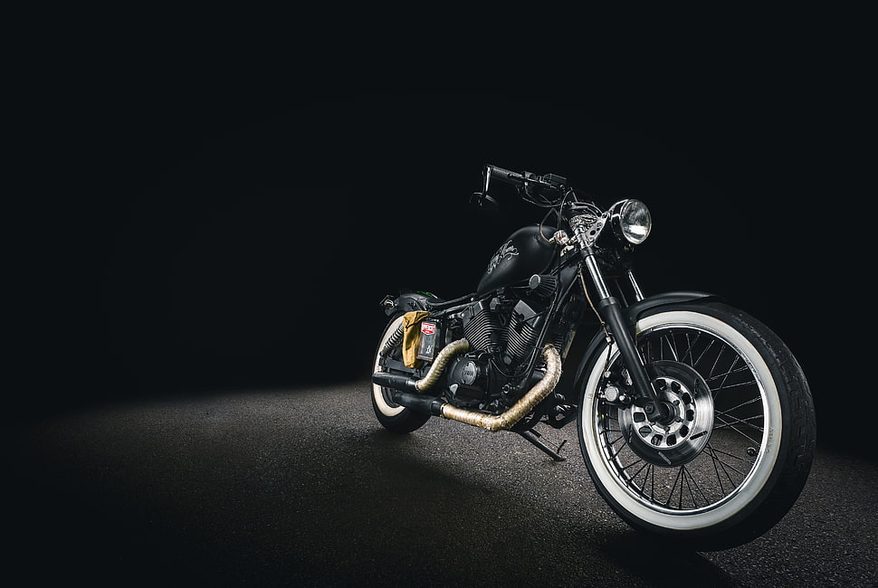 black cruiser motorcycle, Motorcycle, Bike, Wheel HD wallpaper