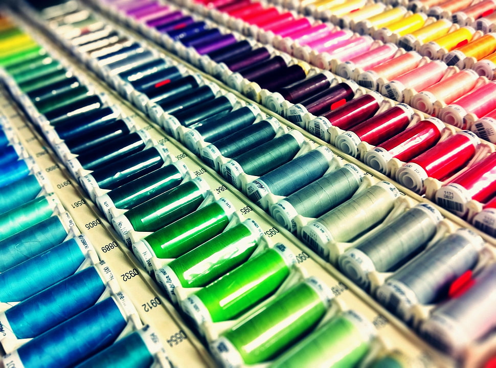 assorted-color thread roll lot HD wallpaper