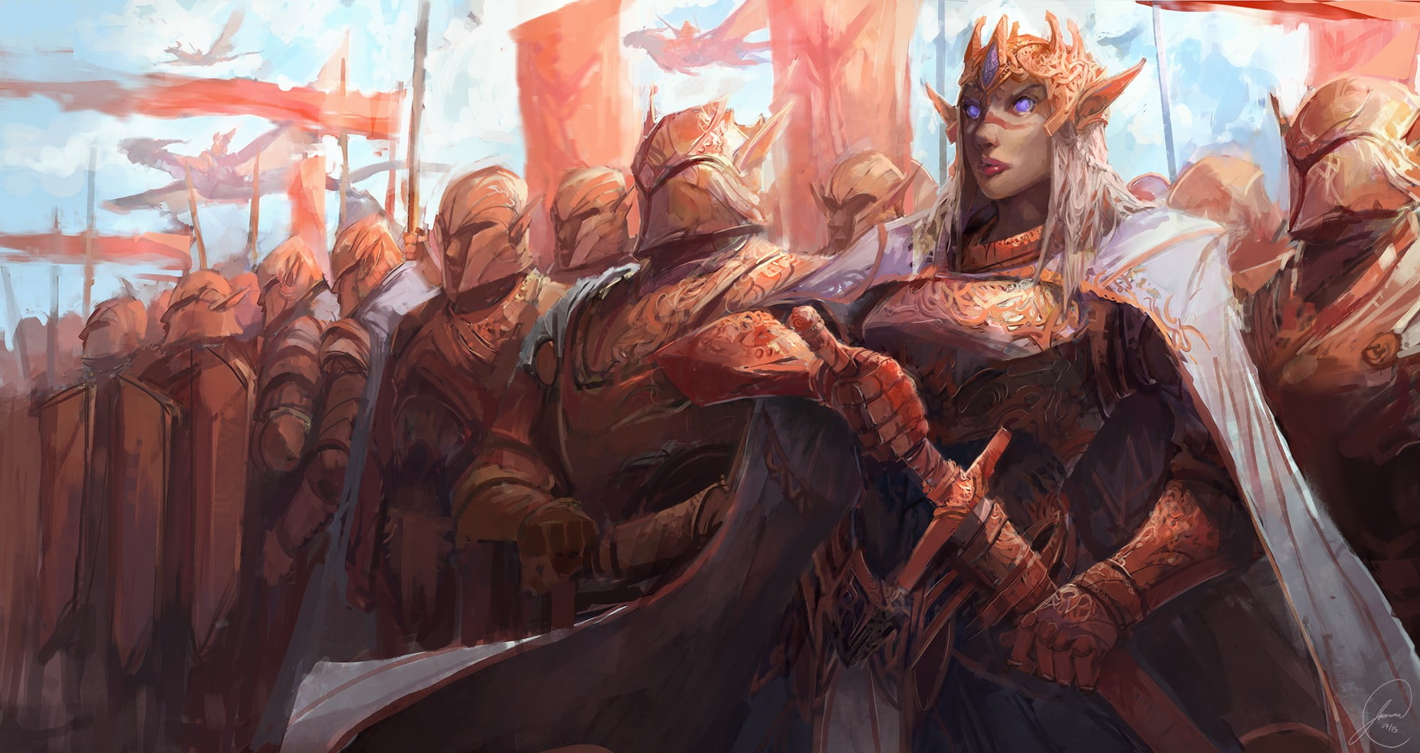 warrior illustration, fantasy art, elves HD wallpaper.