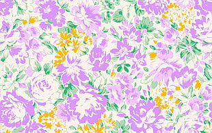 purple and green floral illustration
