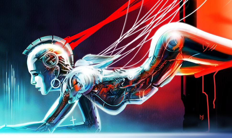 Girl Robot illustration HD wallpaper