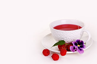 red tea on white ceramic tea cup HD wallpaper