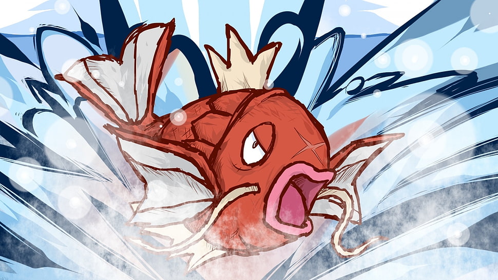 red and white fish illustration, Magikarp, Pokémon, fish HD wallpaper