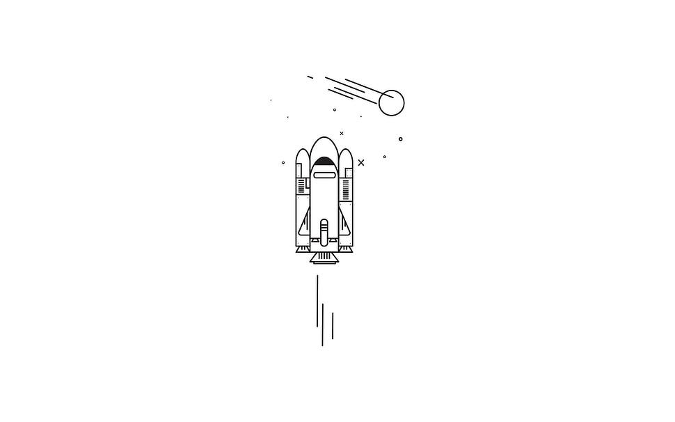 space rocket sketch, minimalism, artwork HD wallpaper