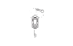 space rocket sketch, minimalism, artwork